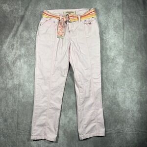Vintage Y2K Canyon River Blues Juniors 7 Pink Cotton Pants Floral Belt Retro